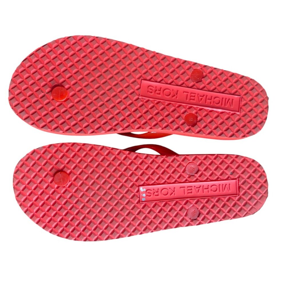 Michael Kors Mandarin Orange MK Logo Flip Flop Sandals Size 8 - Picture 12 of 13